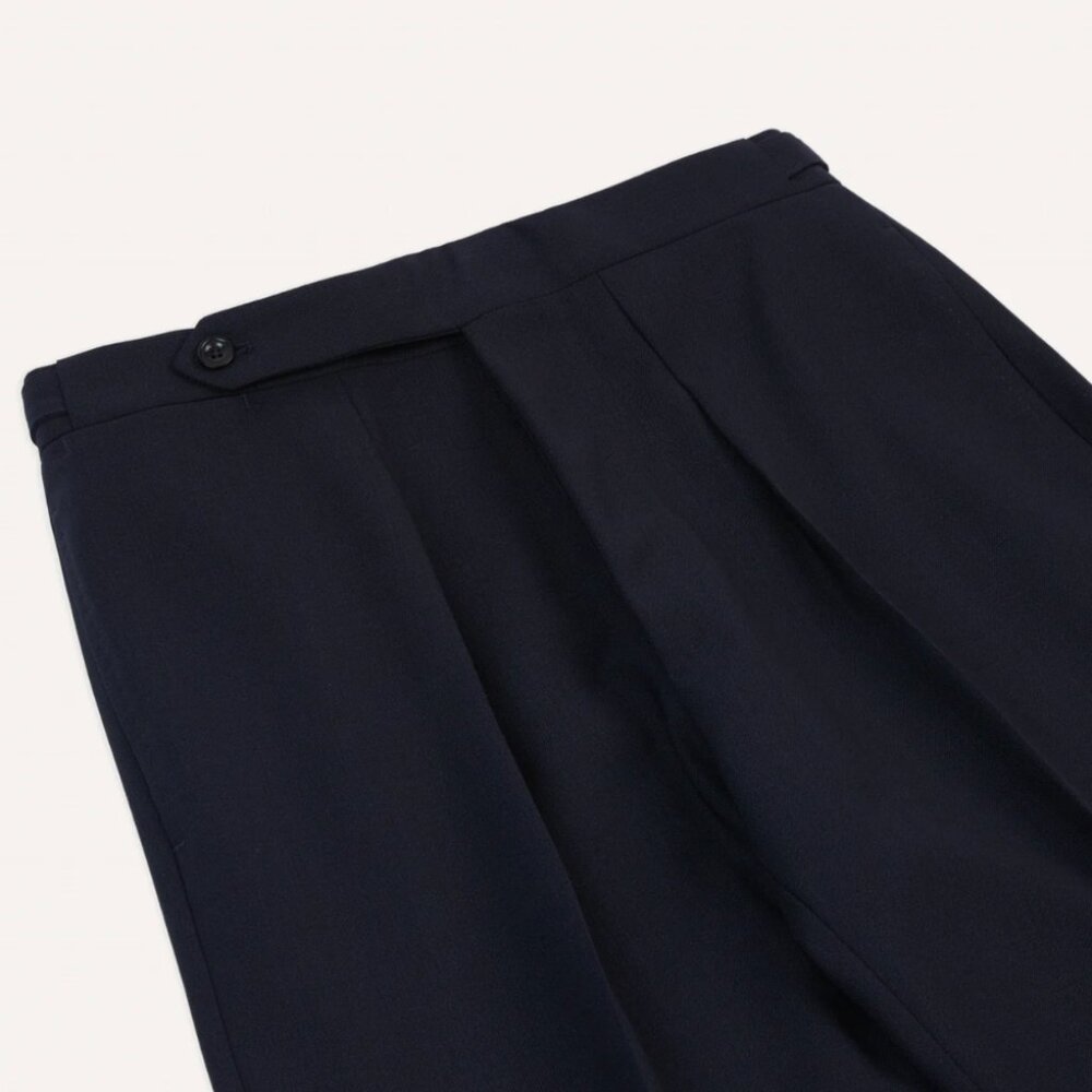 Drake's - Navy Tropical Wool Single Pleat Trouser - Size 46 (IT / EUR)